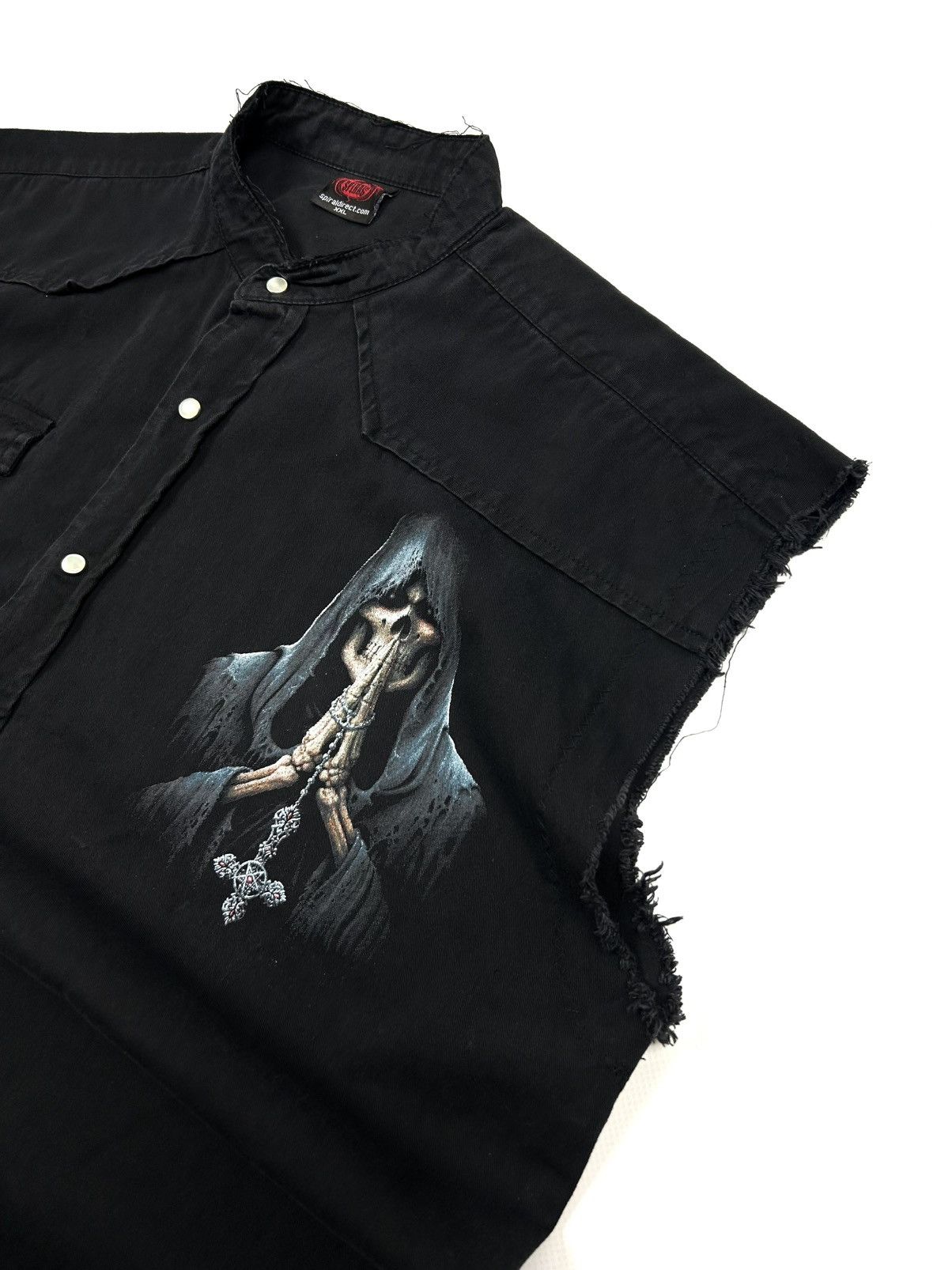 Band Tees Vintage Spiral Black Denim Vest Death Graphic Skull XXL Y2K Size US XXL / EU 58 / 5 - 7 Thumbnail