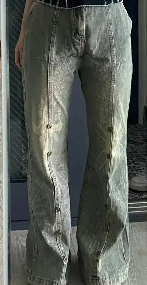 Designer washed jeans with print and flares Size US 30 / EU 46 - 6 Thumbnail