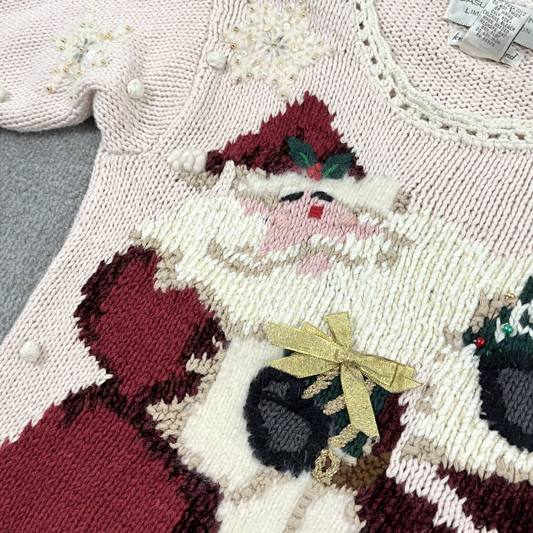 Vintage VINTAGE Casual Corner Knit Sweater Shirt Ladies XS Pink Santa Christmas 90s Geometric Beaded Pullover Women XS Size XS / US 0-2 / IT 36-38 - 3 Thumbnail