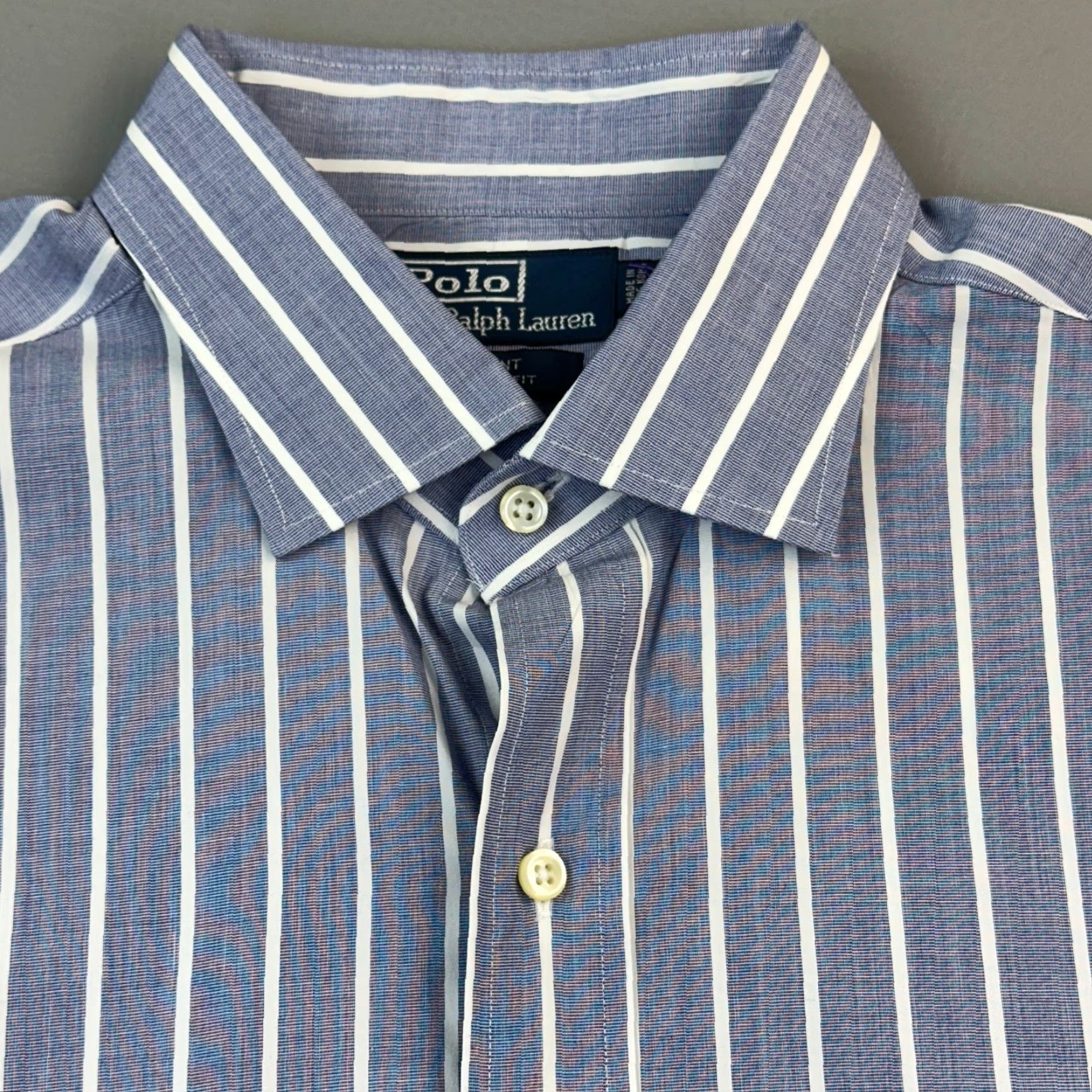 Polo Ralph Lauren VINTAGE Polo Ralph Lauren Shirt Mens XL Blue Striped Regent Classic Fit Casual Size US XL / EU 56 / 4 - 4 Thumbnail