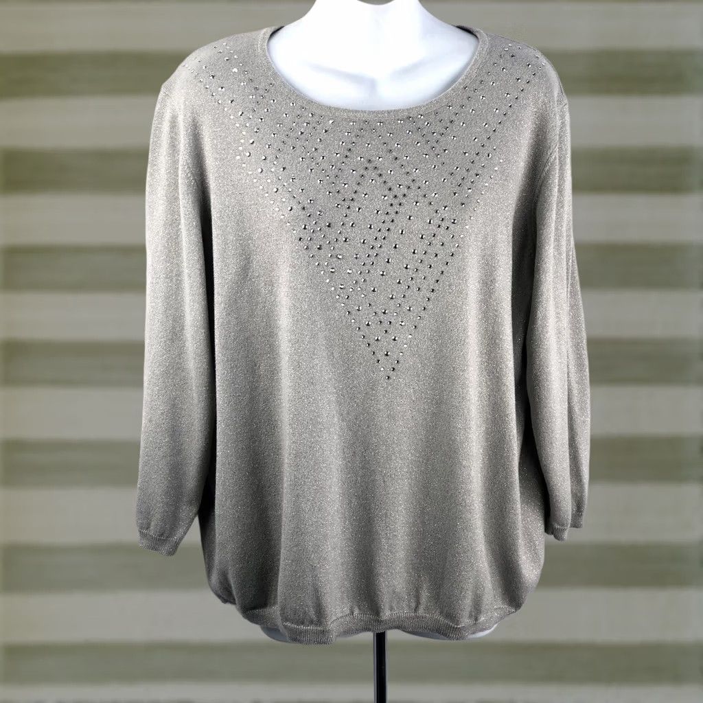 Vintage Alfred Dunner sweater XL gray glitter long sleeve Mens none Size XL / US 12-14 / IT 48-50 - 1 Thumbnail