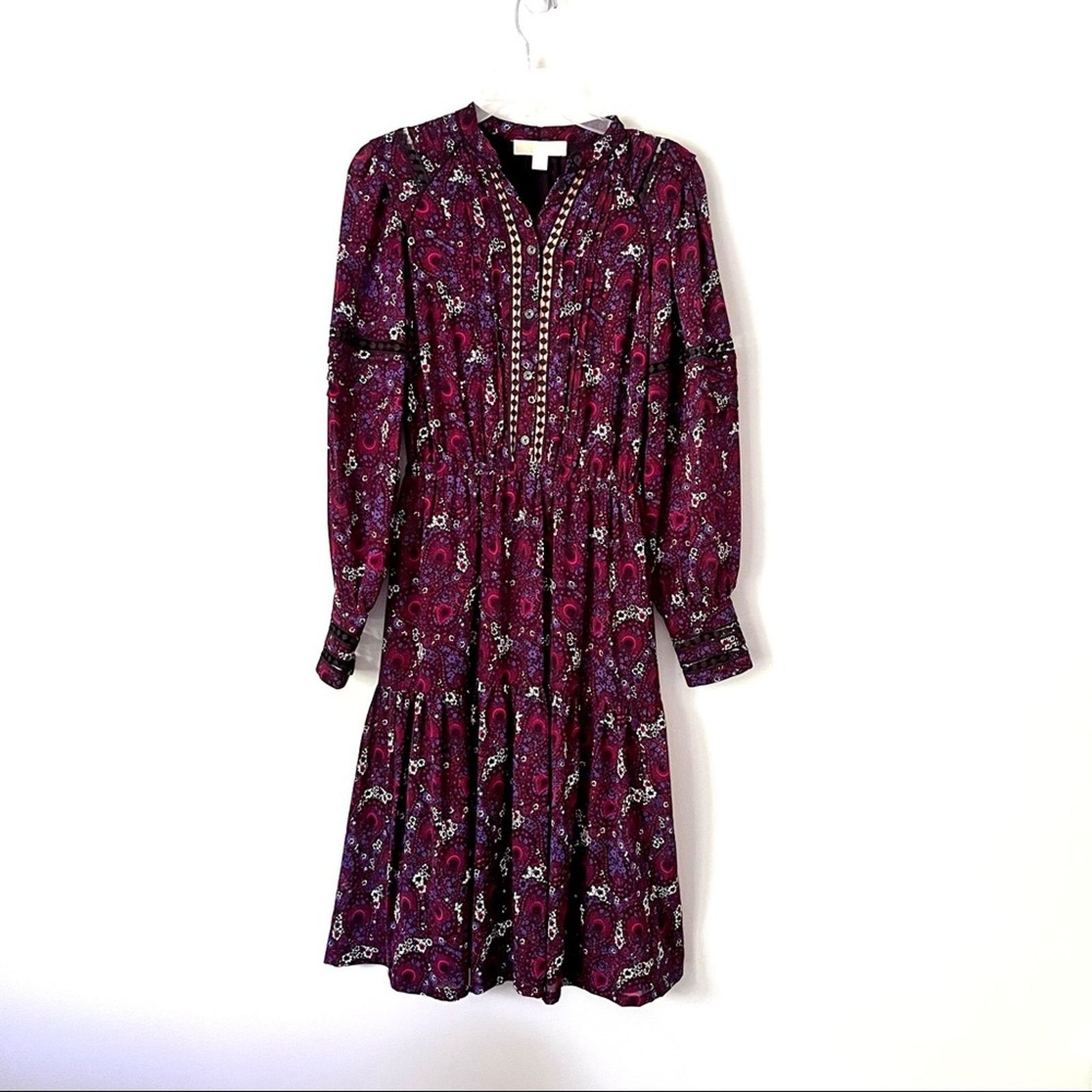 Michael Kors Michael Kors Burgundy Paisley Dress Size 2 Size XS / US 0-2 / IT 36-38 - 5 Thumbnail