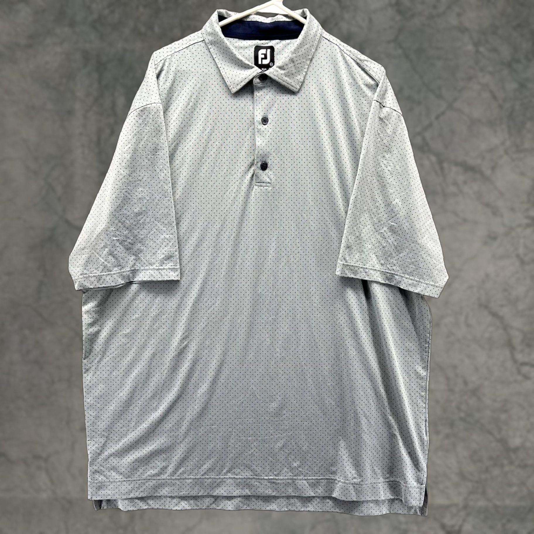 Footjoy FootJoy Polo Shirt Mens 2XL Gray Polka Dot Golf Performance Stretch Short Sleeve Size US XXL / EU 58 / 5 - 1 Thumbnail