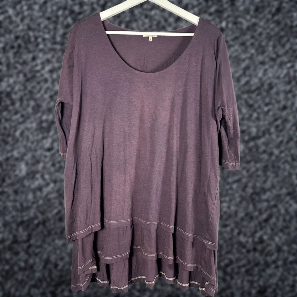 Vintage DEMYLEE Womens Purple Layered Tunic Top Large Casual Short Sleeve Lagenlook Shirt Womens Size L / US 10 / IT 46 - 1 Thumbnail
