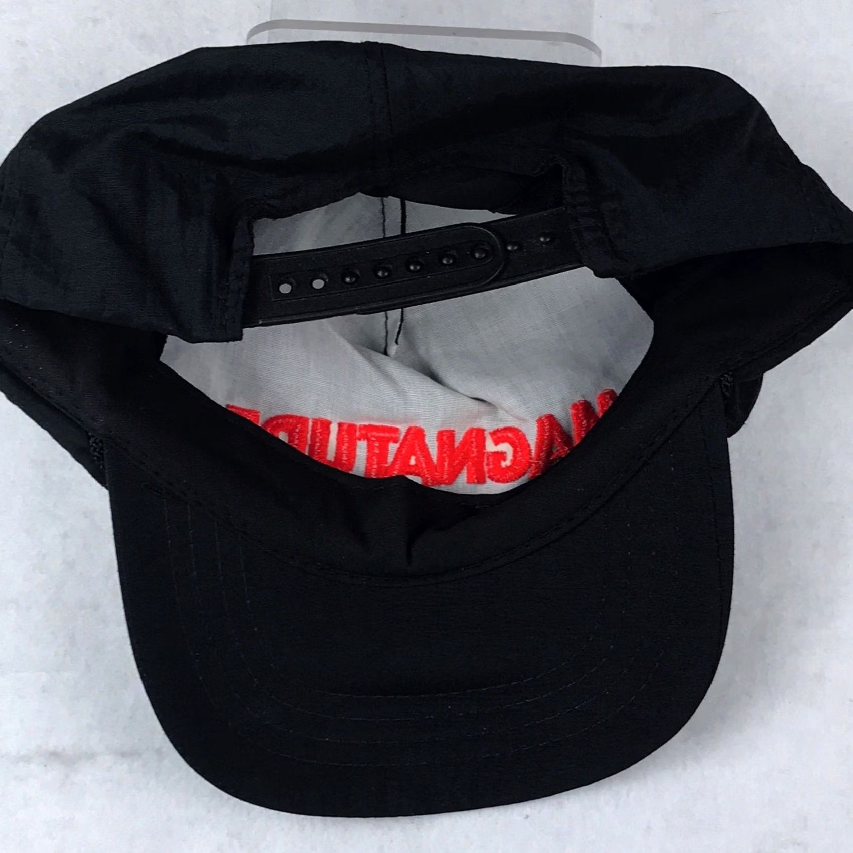 Vintage VINTAGE Magna Cigarettes Magnitude Snapback Hat Nylon Tobacco Black Adjustable Men 80s 90s Snapback Mens Size ONE SIZE - 7 Thumbnail