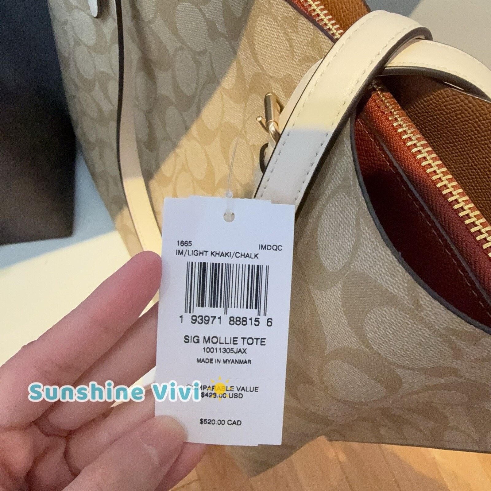 Coach NWT COACH 1665 Mollie Tote Bag Gold/Leather Light Khaki Size ONE SIZE - 3 Thumbnail