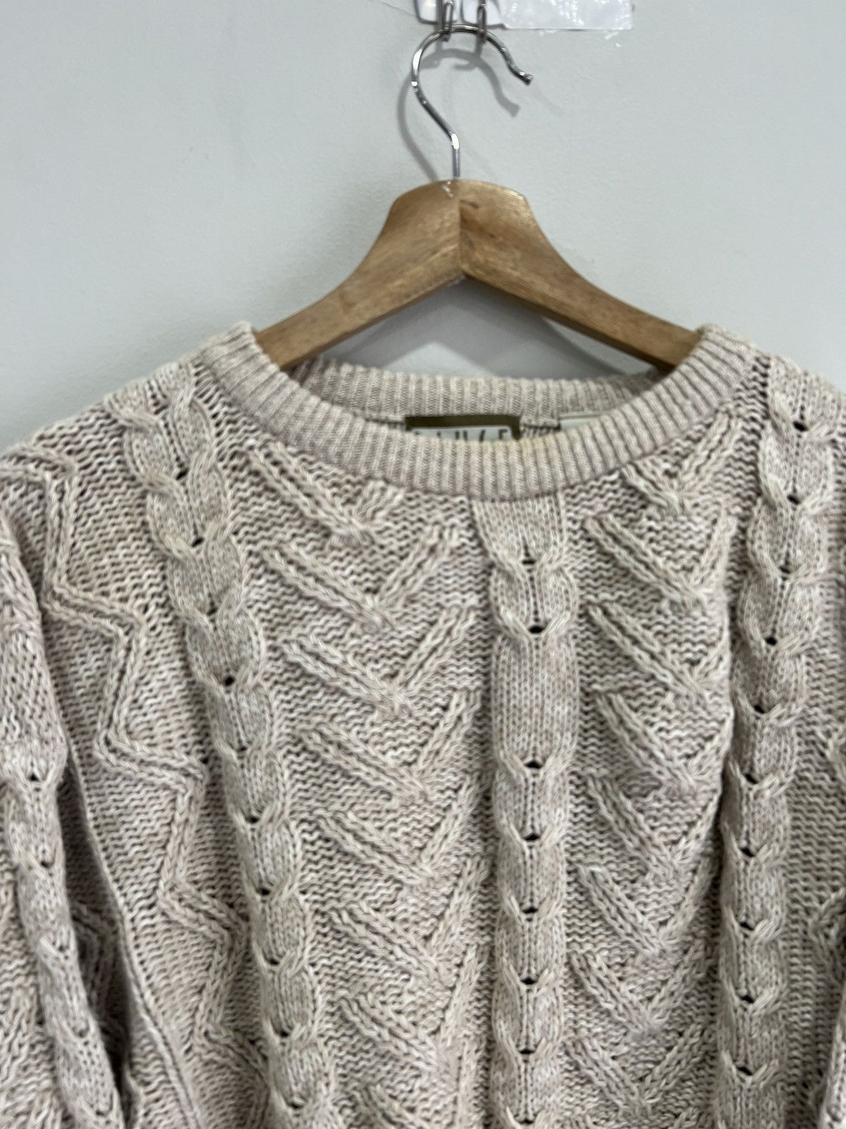 Japanese Brand × Vintage Vintage 90s Cable Knit Sweater oatmeal brown Size US M / EU 48-50 / 2 - 4 Thumbnail