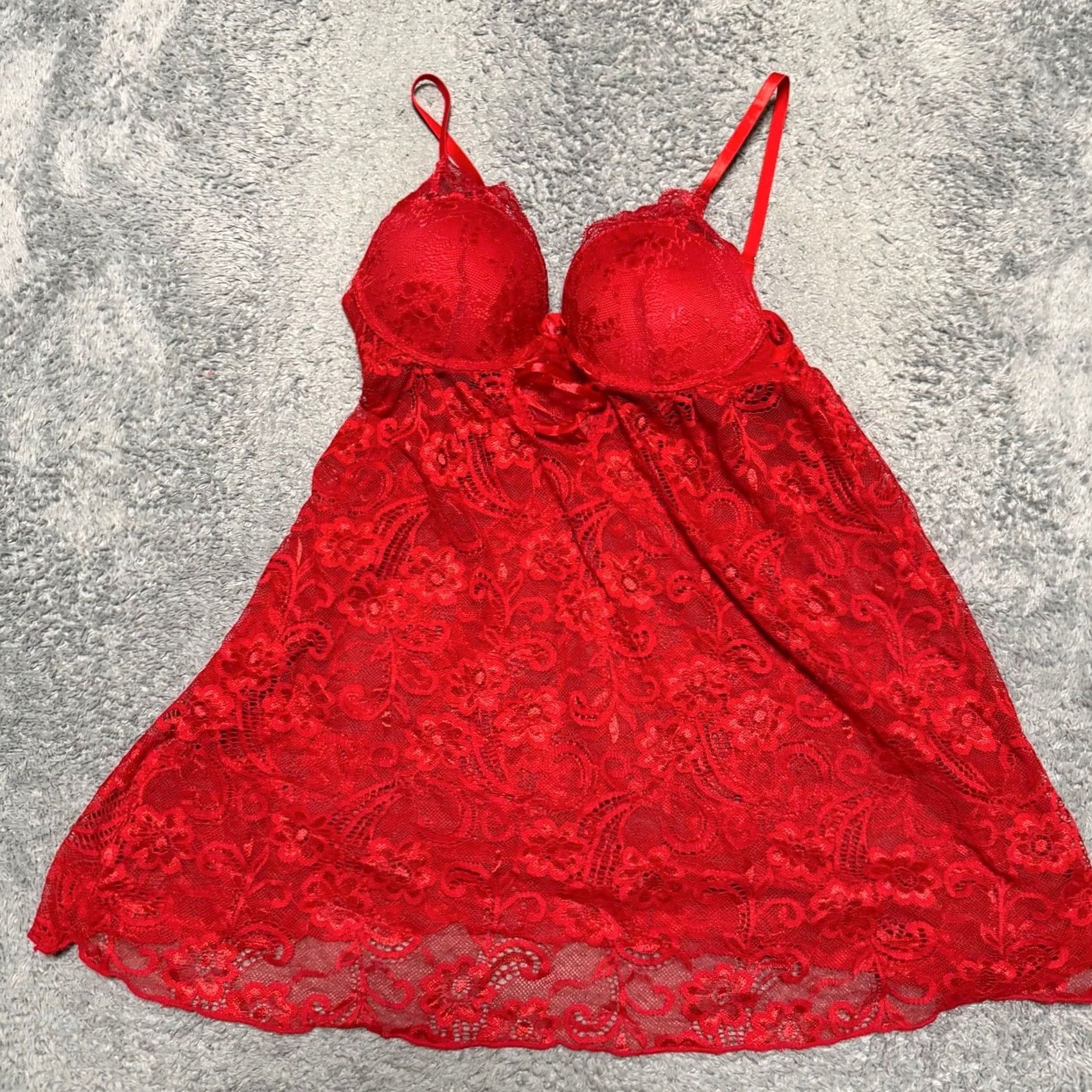 Vintage Daisy Fuentes One Piece Womens L Red Lace Cami Lingerie Bra Size ONE SIZE - 2 Thumbnail