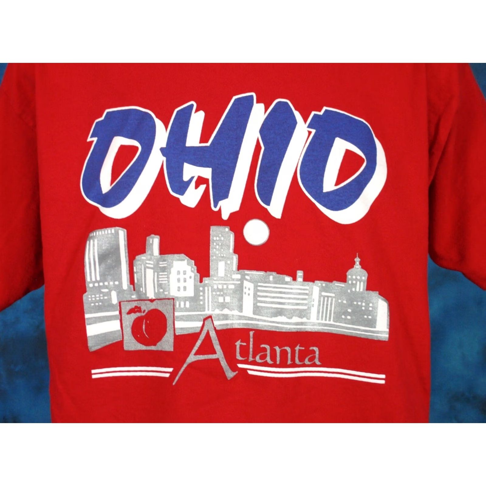 Vintage VINTAGE 80s ATLANTA OHIO SKYLINE T-Shirt XL peach cleveland Mens Size US XL / EU 56 / 4 - 4 Thumbnail