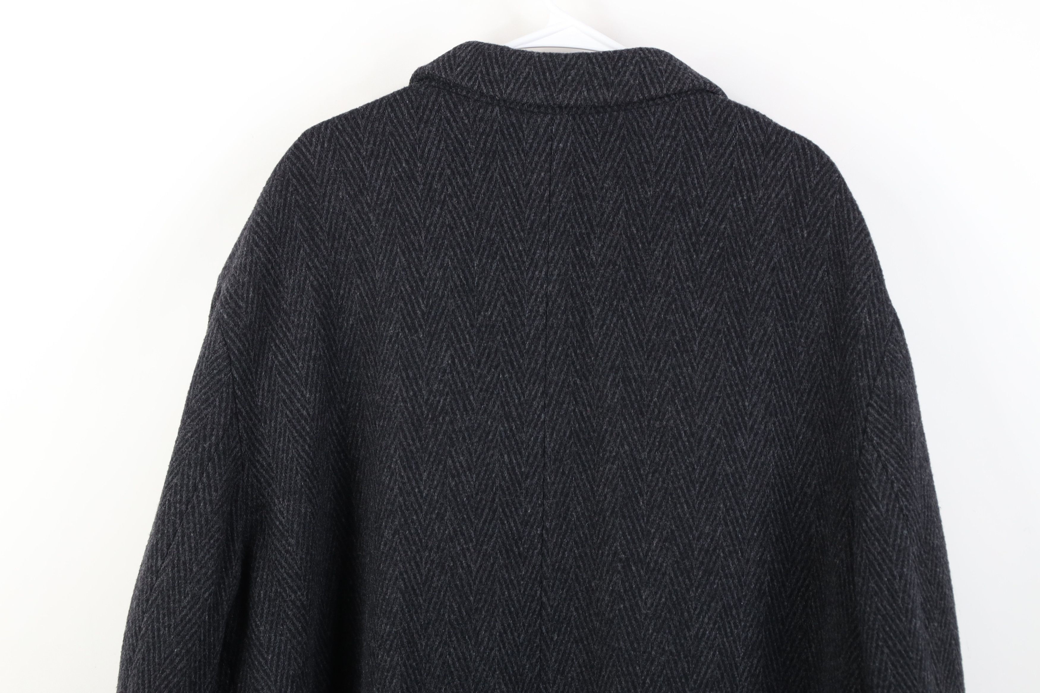 Eddie Bauer Vintage 90s Eddie Bauer Herringbone Overcoat Jacket Black Size US XL / EU 56 / 4 - 14 Thumbnail