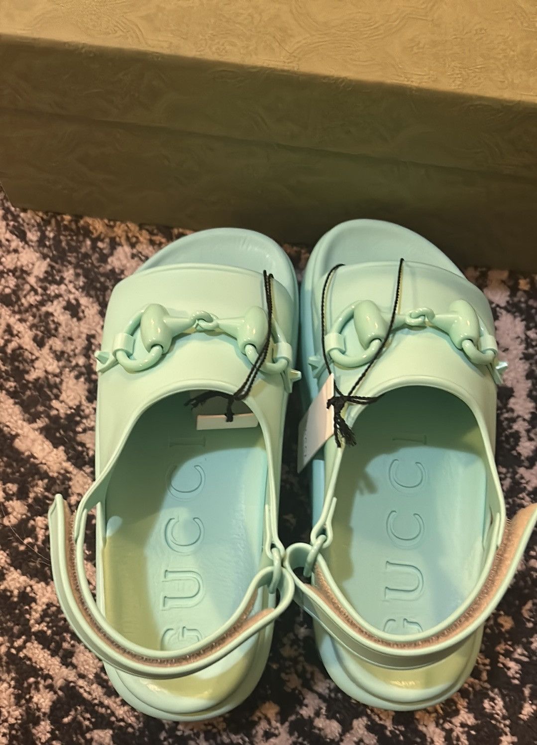 Gucci Gucci Horsebit Flatform Sandal Teal Cyan Size US 8 / IT 38 - 7 Thumbnail