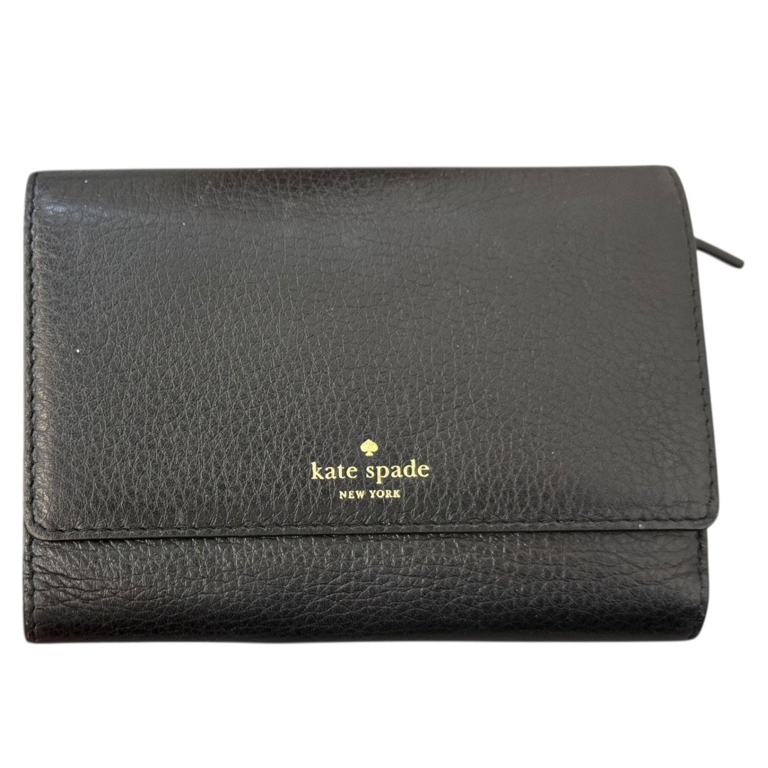 Kate Spade Black Leather Street Callie Tri Folding Wallet, Women's