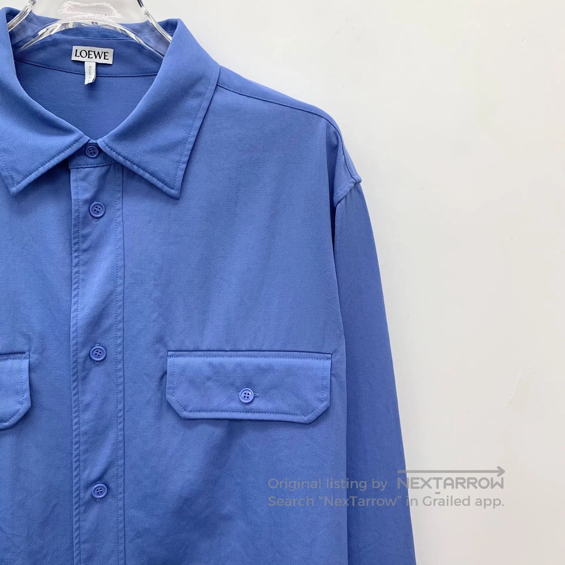 Loewe Loewe Dark blue wool single-breasted long-sleeved shirt wi Size US M / EU 48-50 / 2 - 3 Thumbnail