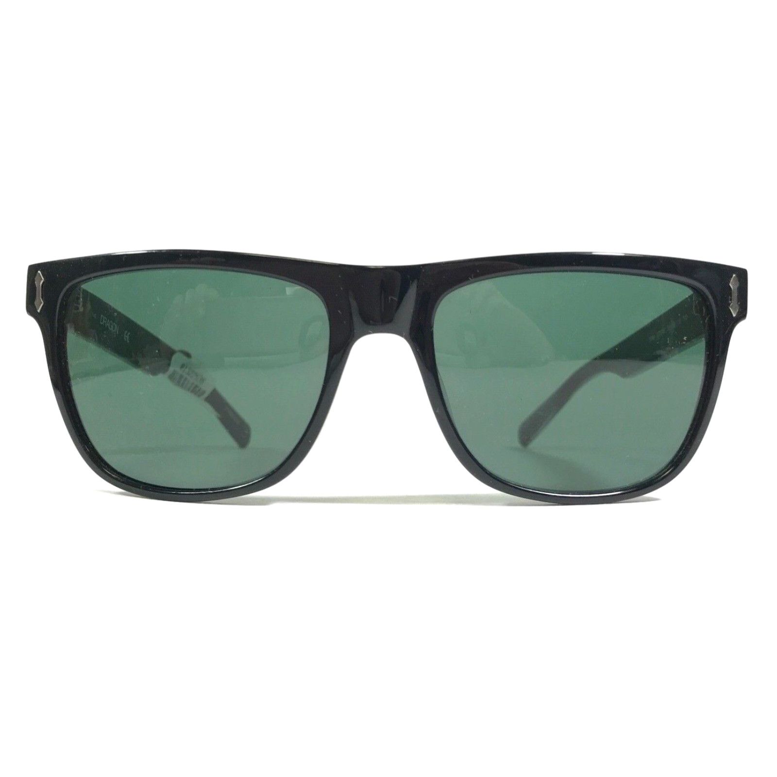 image of Vintage Dragon Sunglasses Dr514S 001 Black Square Frames With Green Lenses 56-18-145 in White, Men'
