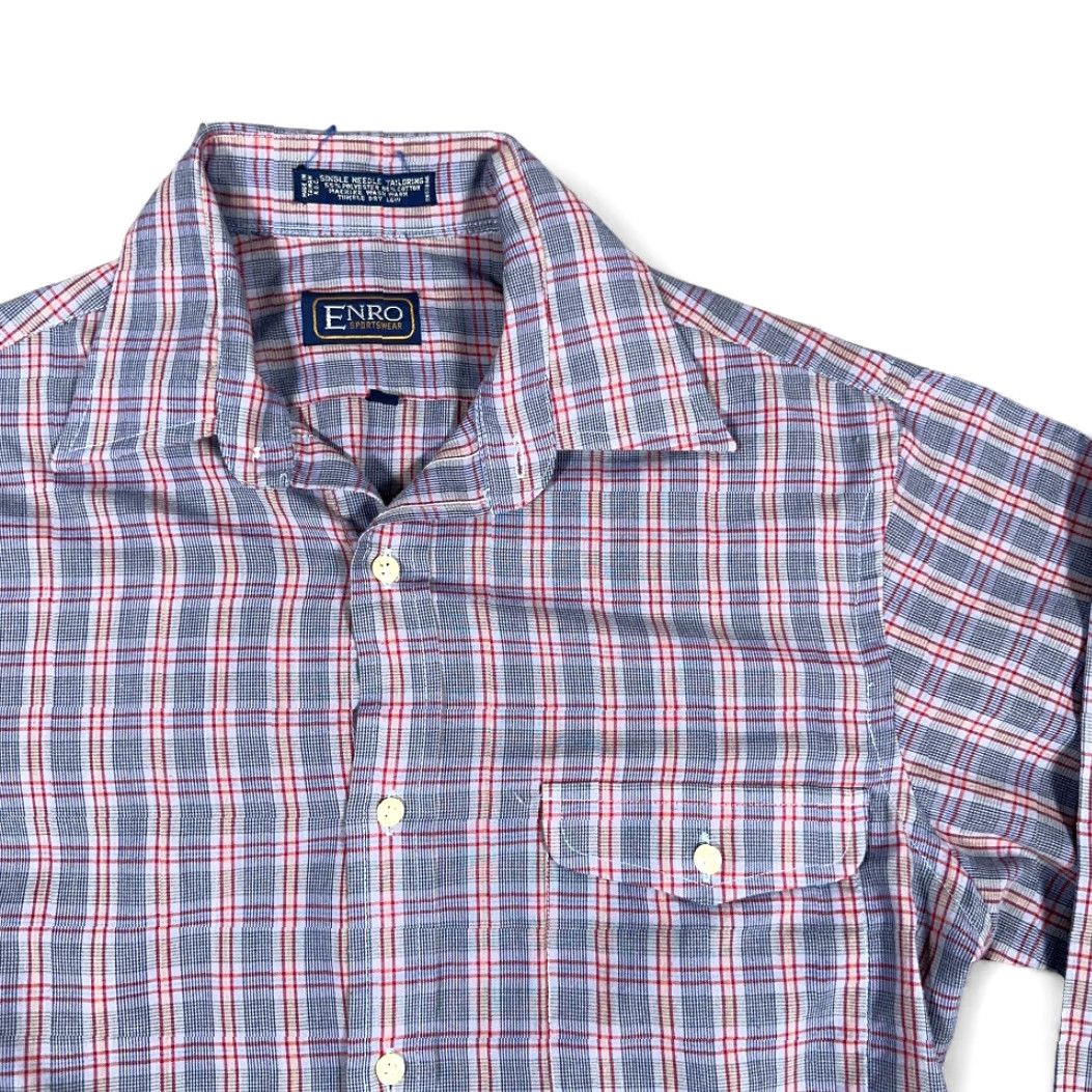 Enro VINTAGE Enro Sportswear Shirt Mens Small Purple Plaid 80s Cotton Blend Button-Up Long Sleeve Size US S / EU 44-46 / 1 - 2 Thumbnail