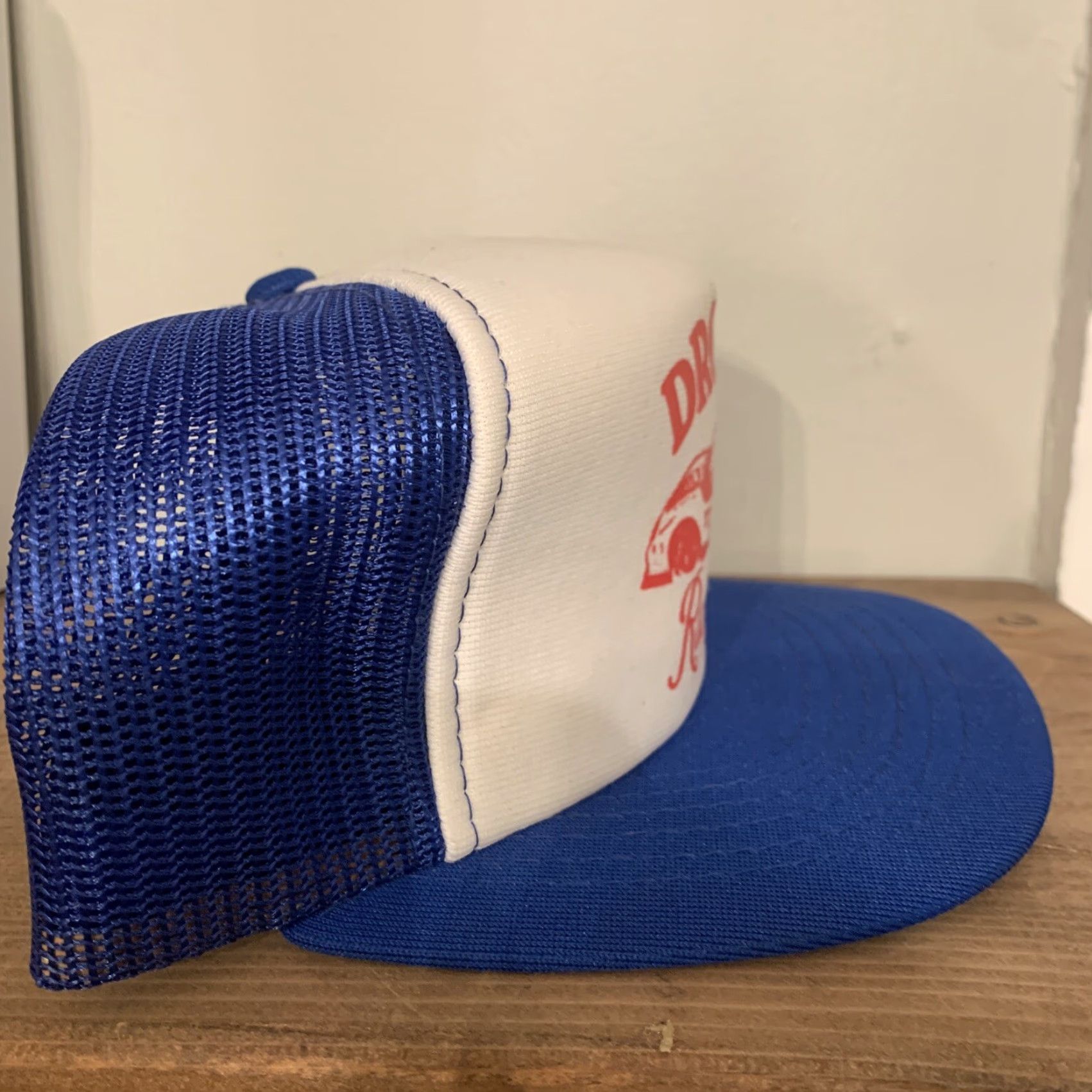 Vintage VINTAGE Drook Racing Team Snapback Hat Cap Trucker Race Car 33 Men One Size Red White Blue Racing Theme Mens Hat Size ONE SIZE - 2 Thumbnail