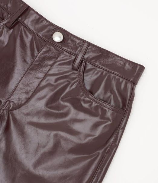 Jil Sander o1w1db10925 Patent Leather Pant in Burgundy Size US 34 / EU 50 - 5 Thumbnail