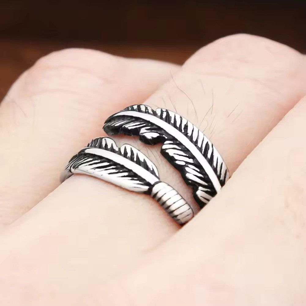 Jewelry × Vintage Steel Simple Feather Rings Size ONE SIZE - 1 Thumbnail