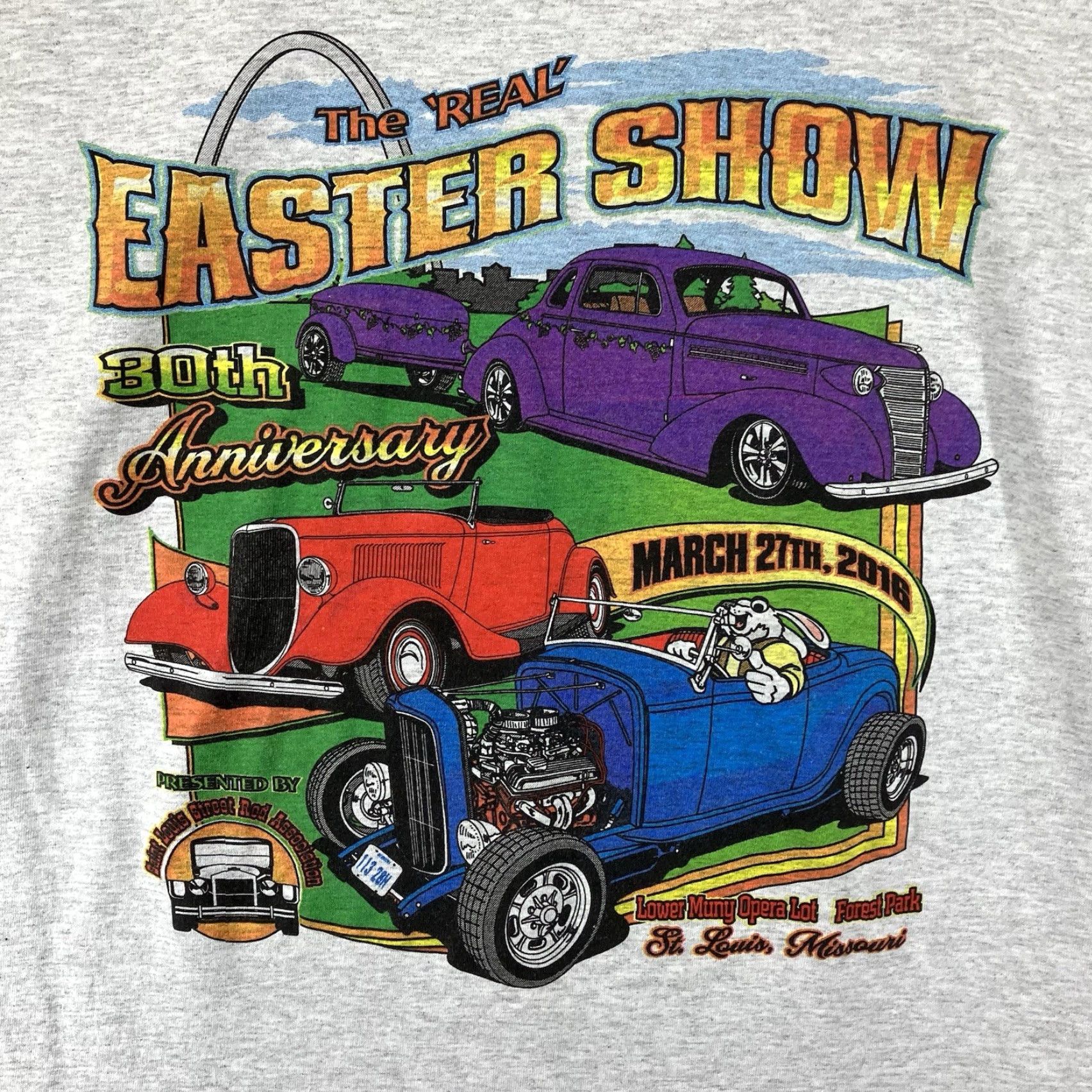 Jerzees Mens JERZEES T-Shirt Large St. Louis Street Rod Association's 2016 Logo Gray Cotton Polyester Crew Neck Short Sleeve Casual Size US L / EU 52-54 / 3 - 3 Thumbnail