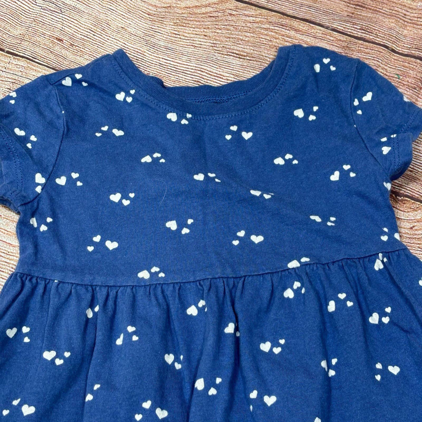 Old Navy Old Navy 2T Girls Blue Heart Print Short Sleeve Dress Size ONE SIZE - 2 Thumbnail
