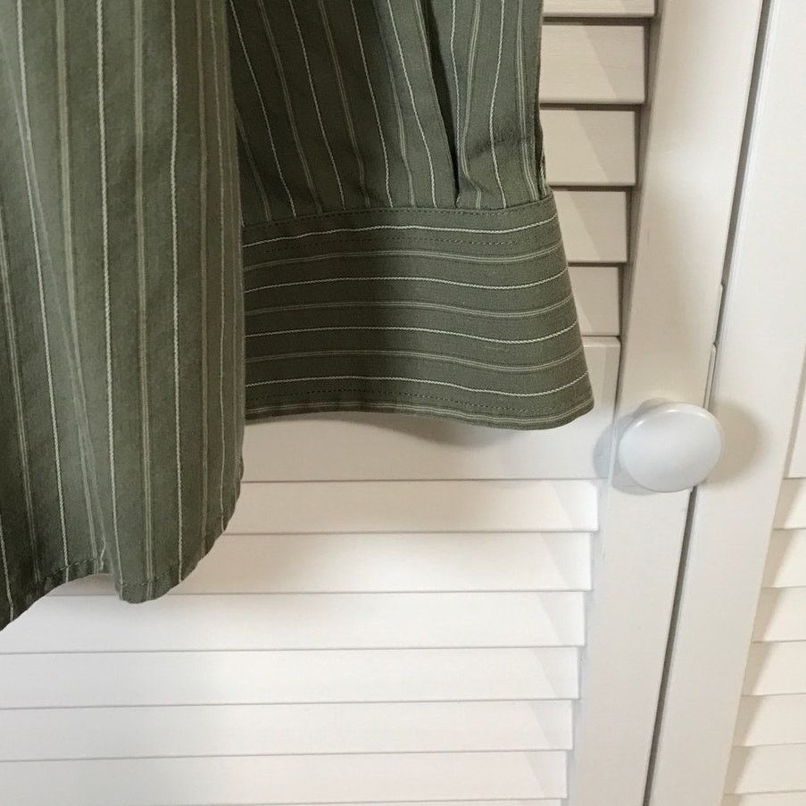 Dockers Dockers Green Striped Collared Long Sleeve Shirt XL 17/17 ½ Size US XL / EU 56 / 4 - 7 Thumbnail