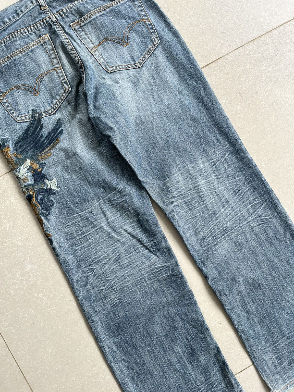 Japanese Brand DAPPER Light Blue STRAIGHT Jeans w/ Unique Embroidery Size US 30 / EU 46 - 9 Thumbnail