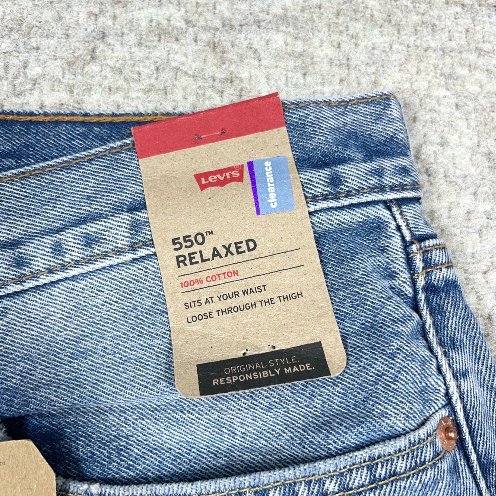 Levi's Levis 550 Jeans Men 36x29 Relaxed Fit Baggy Distressed Faded Med Wash 100% Cotto Size US 36 / EU 52 - 5 Thumbnail