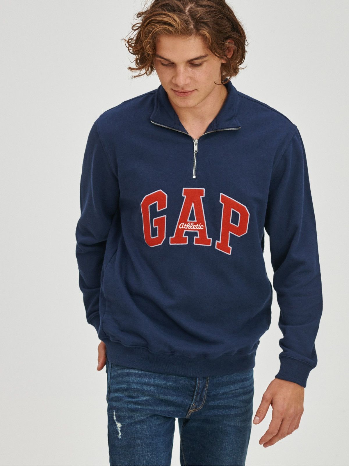 Gap 🔥GAP SPELL OUT LOGO HALF ZIP WOOL PULL OVER SWEATSHIRT Size US S / EU 44-46 / 1 - 1 Thumbnail