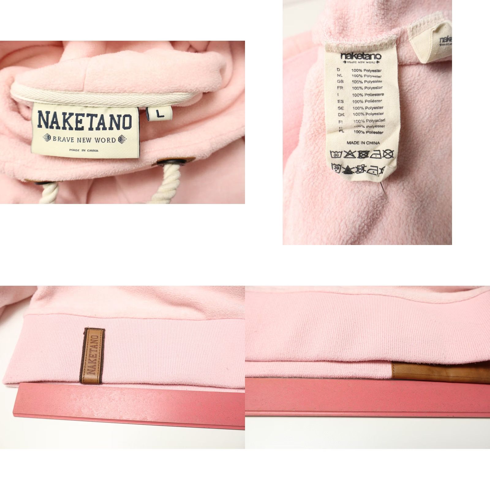 Pinko NAKETANO Hoodie Women's LARGE Light Pink Shawl Hooded Logo Pullover Size L / US 10 / IT 46 - 8 Thumbnail