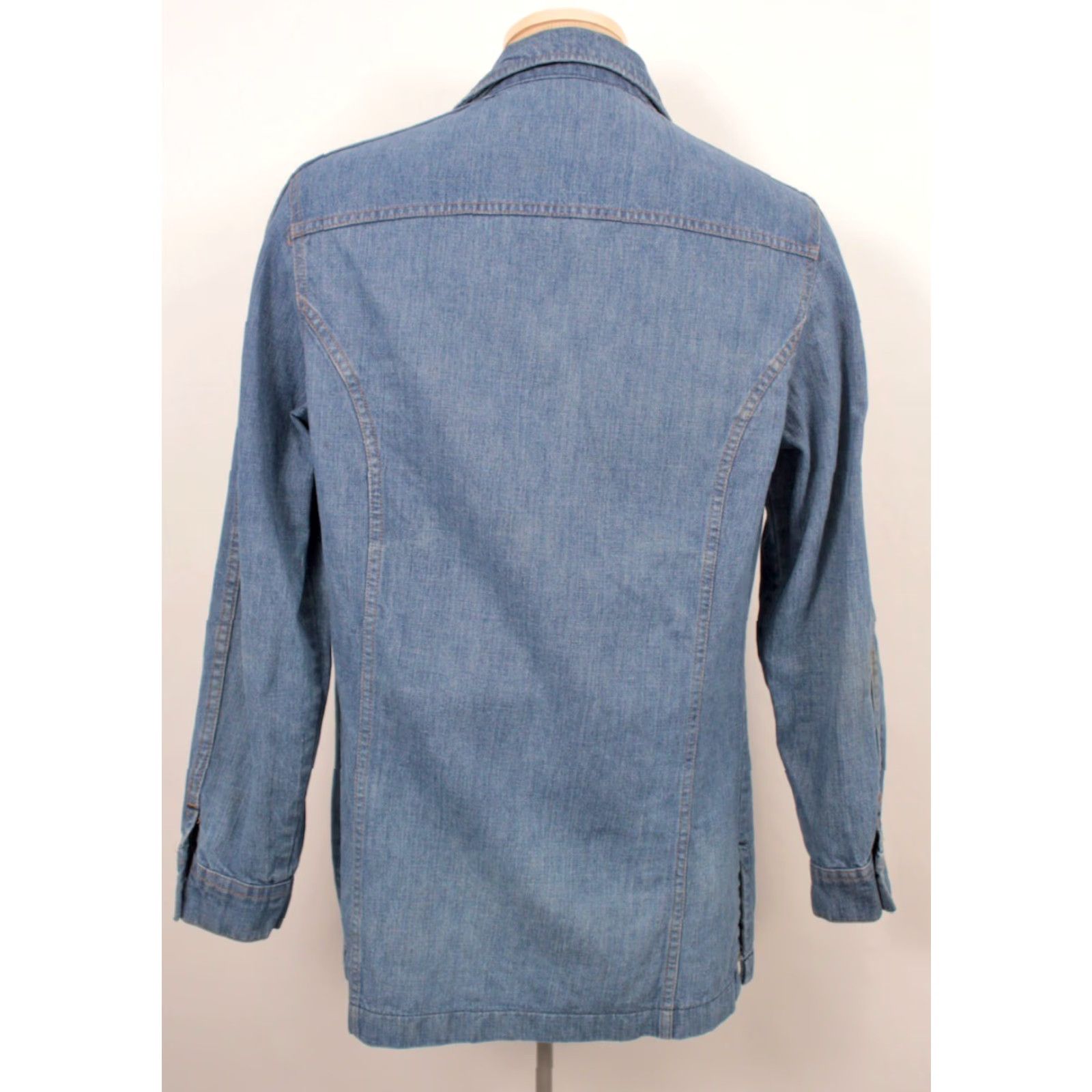 Lee VINTAGE Lee Denim Jacket Shirt Mens 70s 1970s Cotton Blue Long Sleeve Size M Regular 42 Chest 31.5 Shoulder to Hem Casual Groove? Size US 31 - 2 Thumbnail