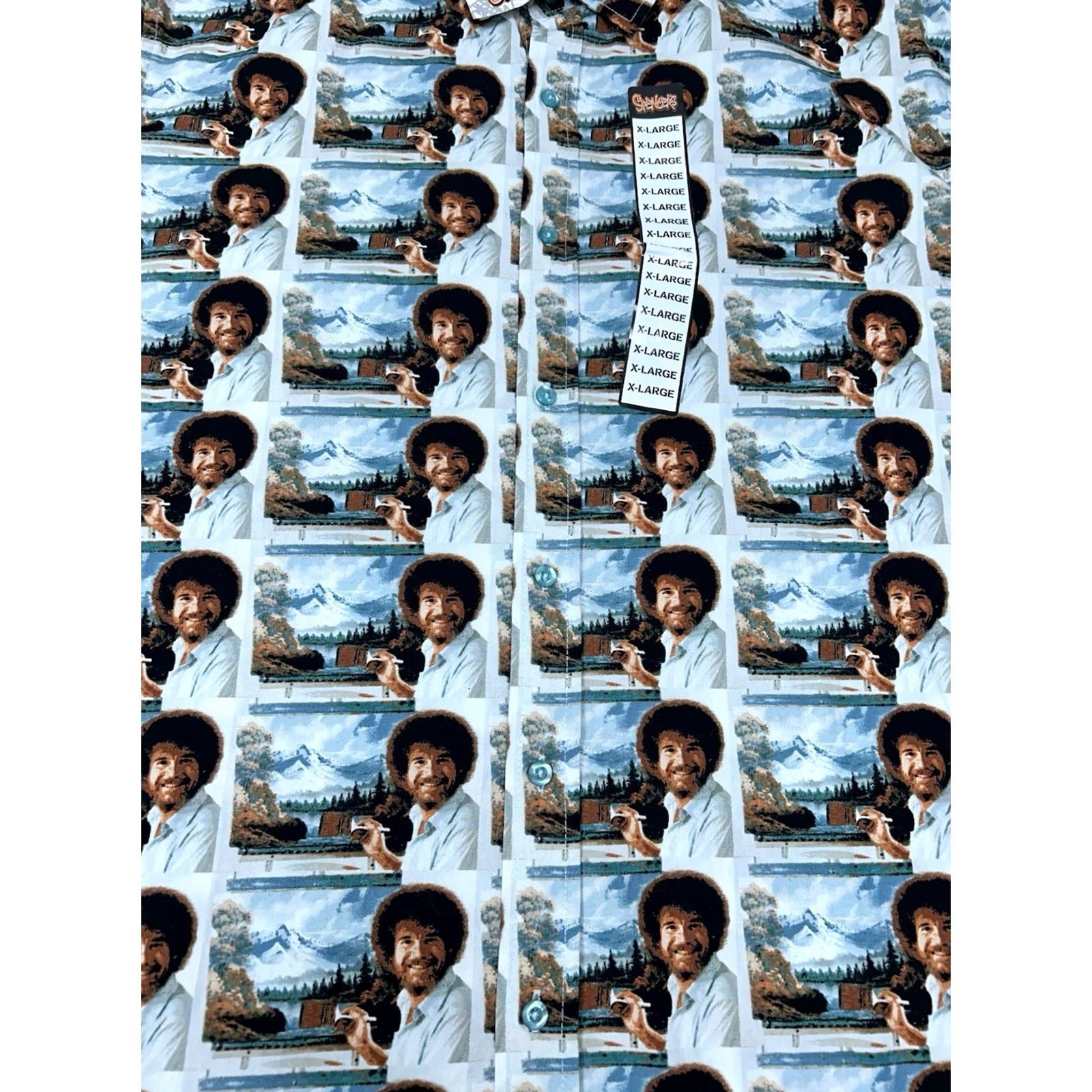 Vintage VINTAGE Bob Ross Men Button Up Shirt XL Blue Photo All Over Print Short Sleeve Spencer’s Size US XL / EU 56 / 4 - 2 Thumbnail