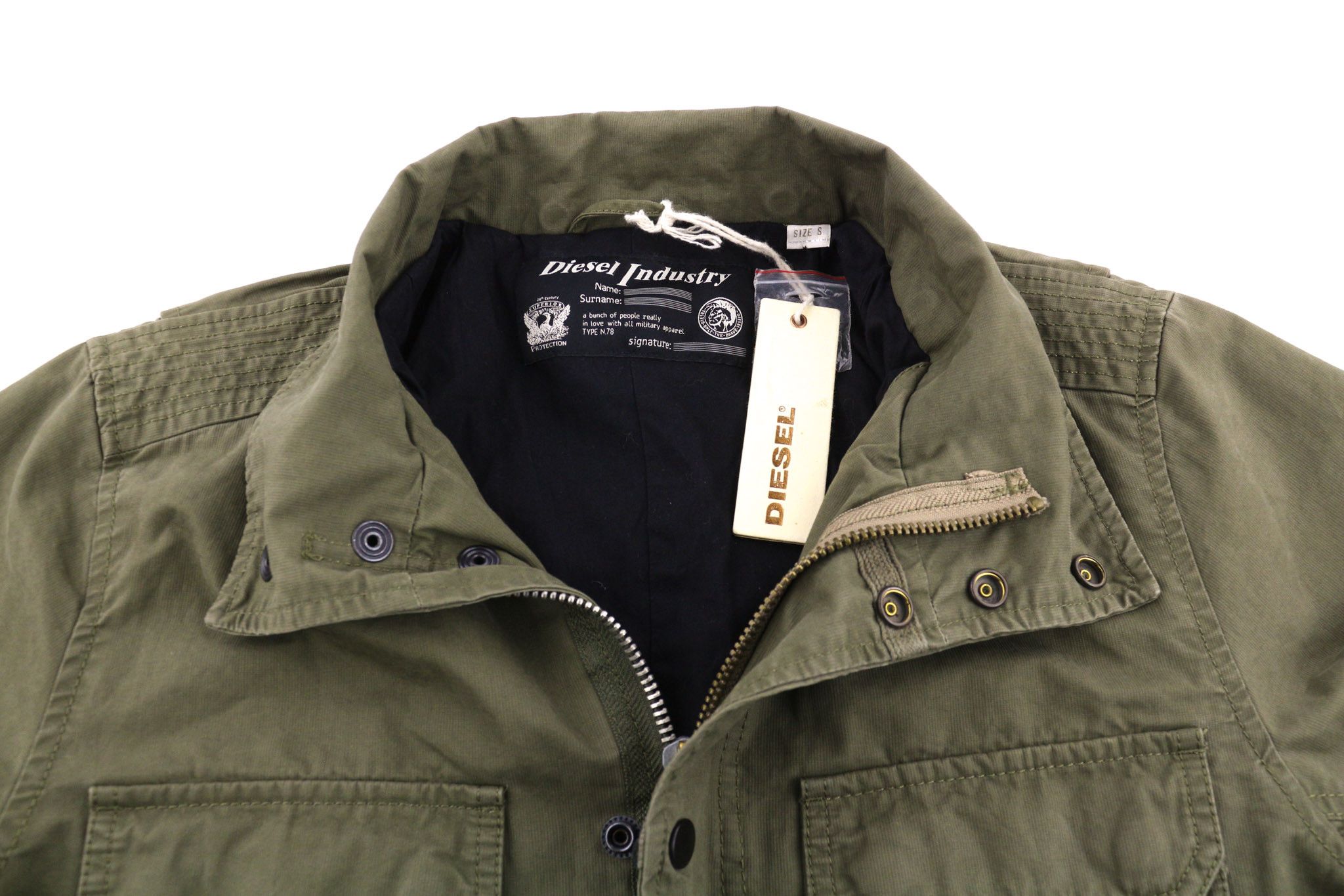 Diesel JAMEDE S Khaki Zip High Neck Drawstring Waist Jacket 81733 Size US S / EU 44-46 / 1 - 5 Thumbnail