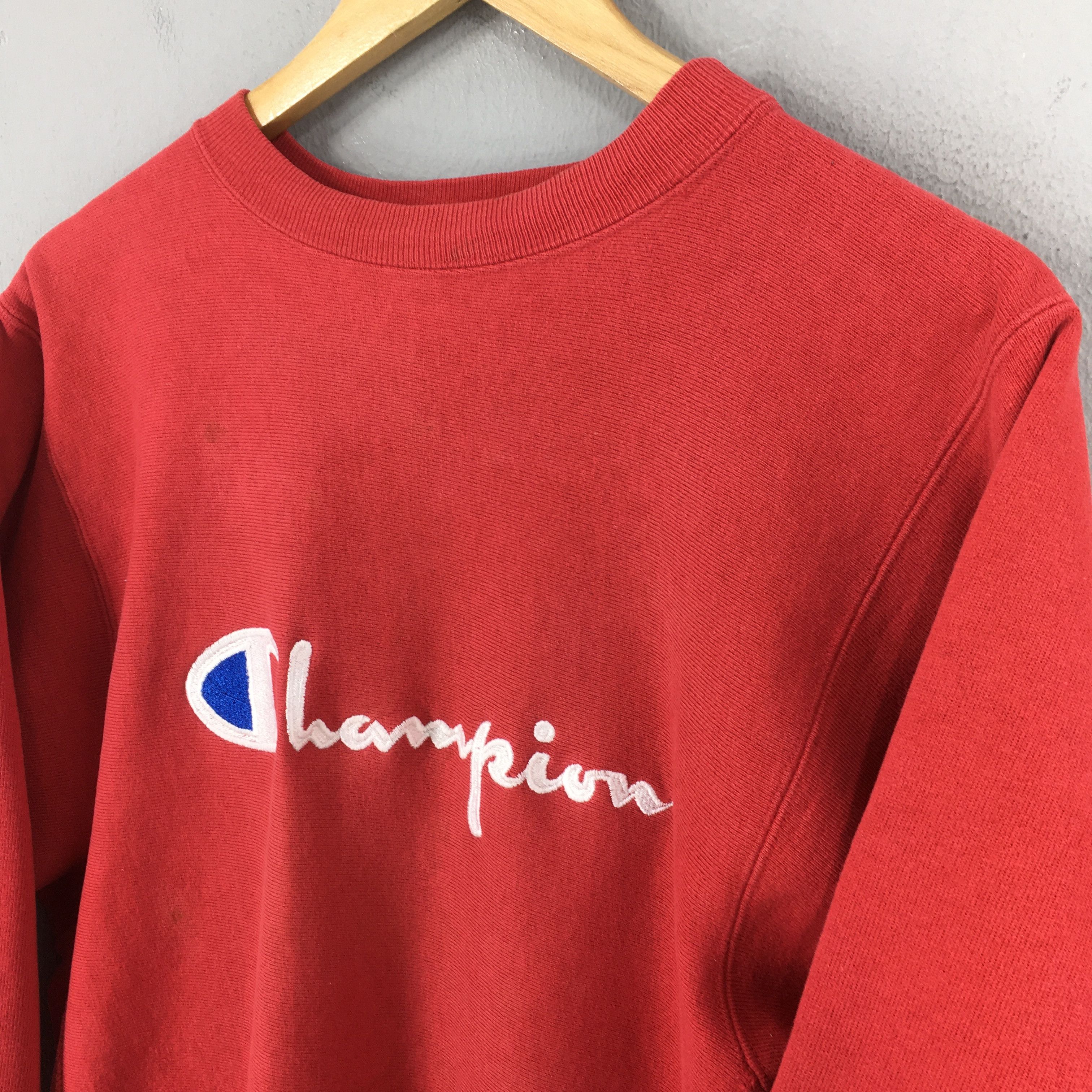 Champion × Vintage Vintage 1990s Champion Reverse Weave Red Sweatshirt Medium Size US M / EU 48-50 / 2 - 4 Thumbnail