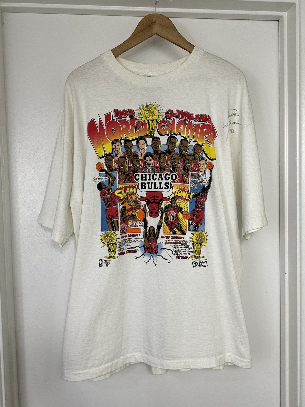 Vintage Vintage Chicago Bulls 1993 NBA World Champs T-Shirt Size XL Size US XL / EU 56 / 4 - 1 Thumbnail