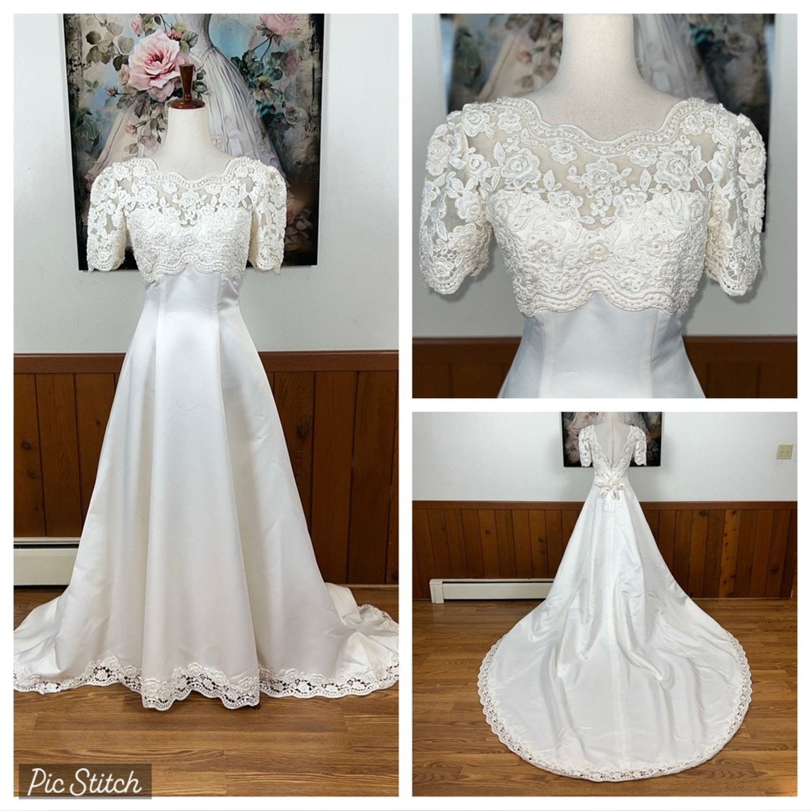 Vintage Beautiful Vintage 90s Bonny Bridal Empire Waist Wedding Gown Size M / US 6-8 / IT 42-44 - 1 Thumbnail