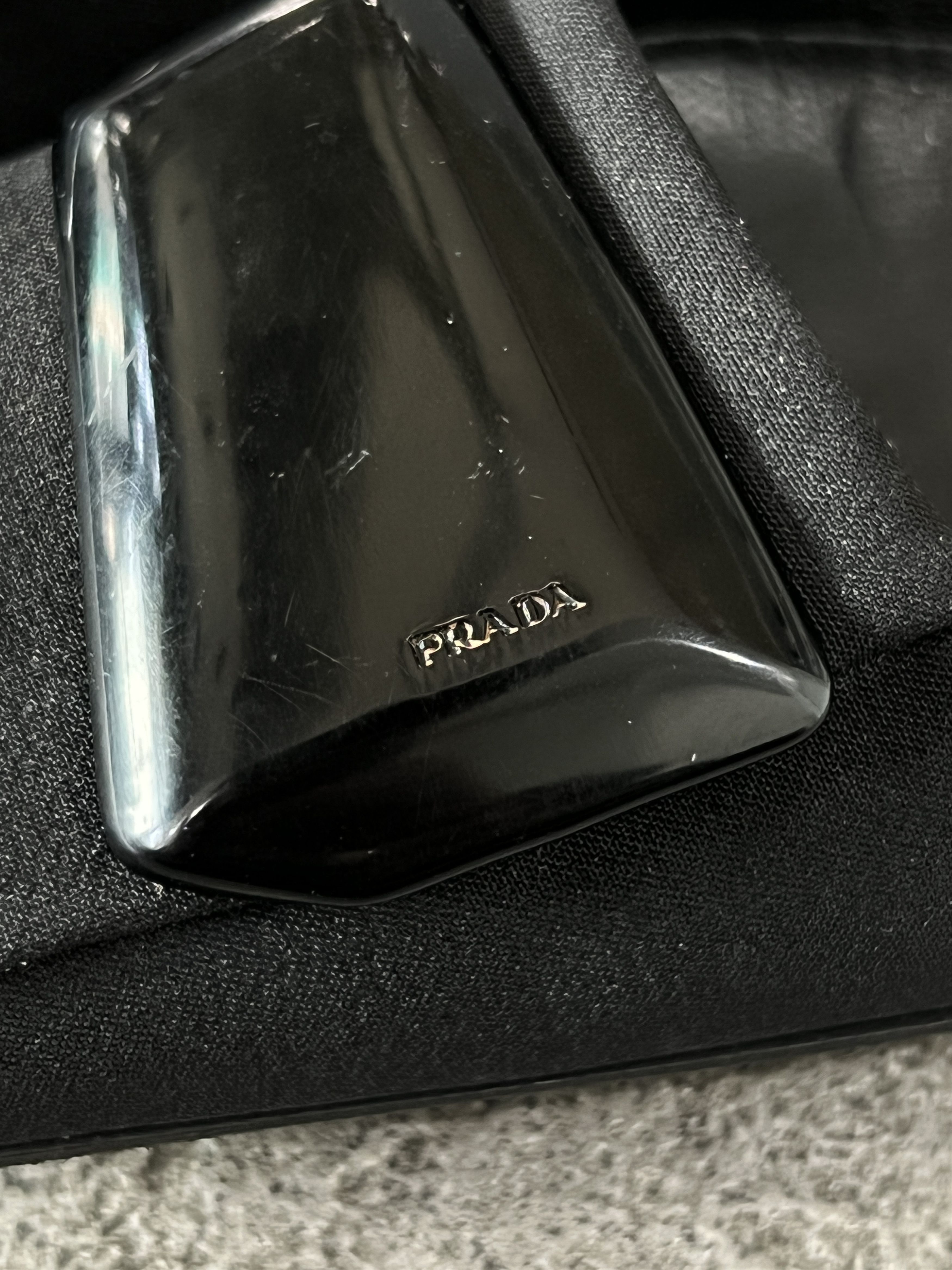 Prada Prada Black Satin Pumps Square Toe Logo Heels EU35 Size US 5 / IT 35 - 8 Thumbnail