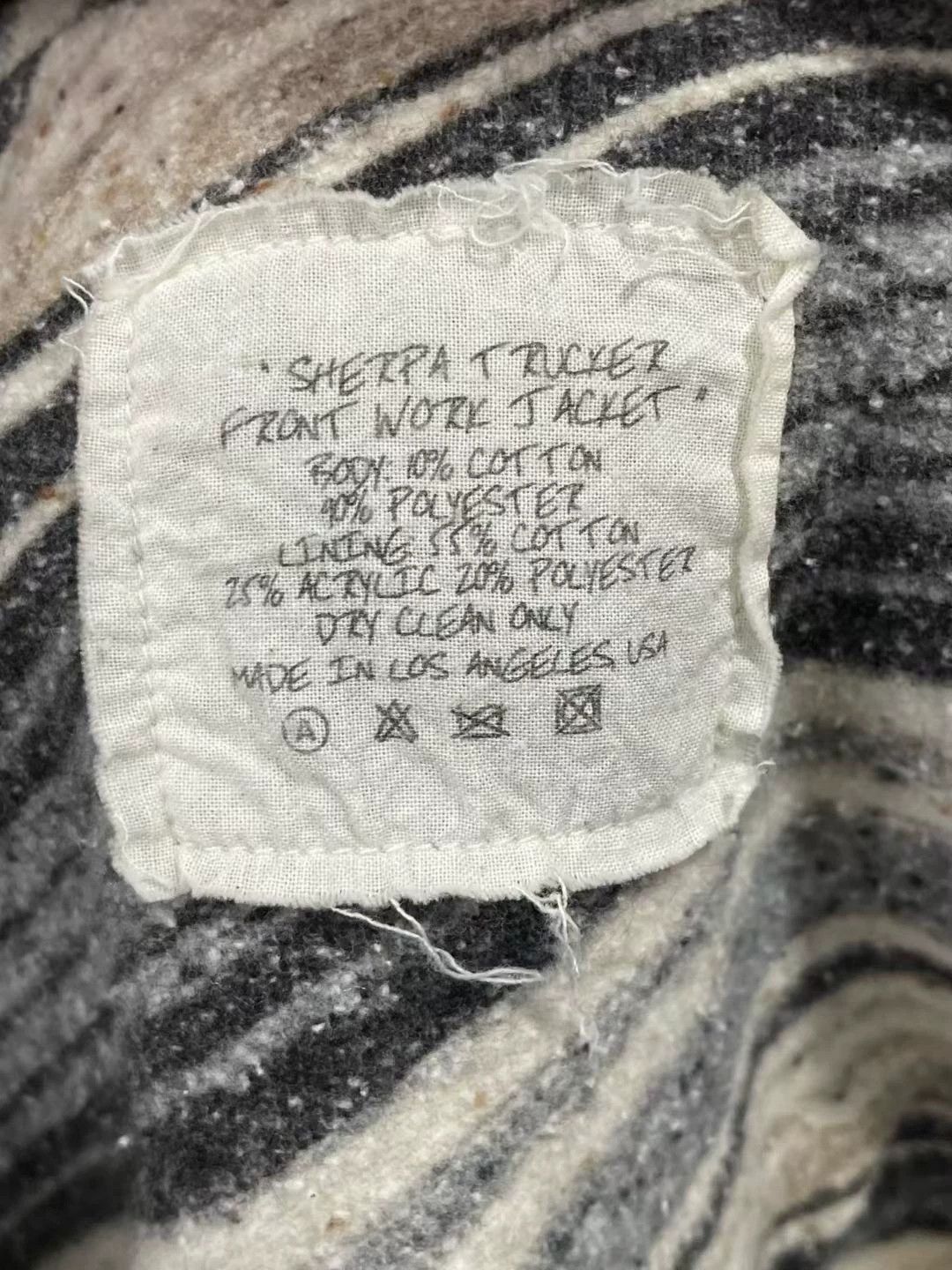 Greg Lauren Denim Shearling Patchwork Jacket