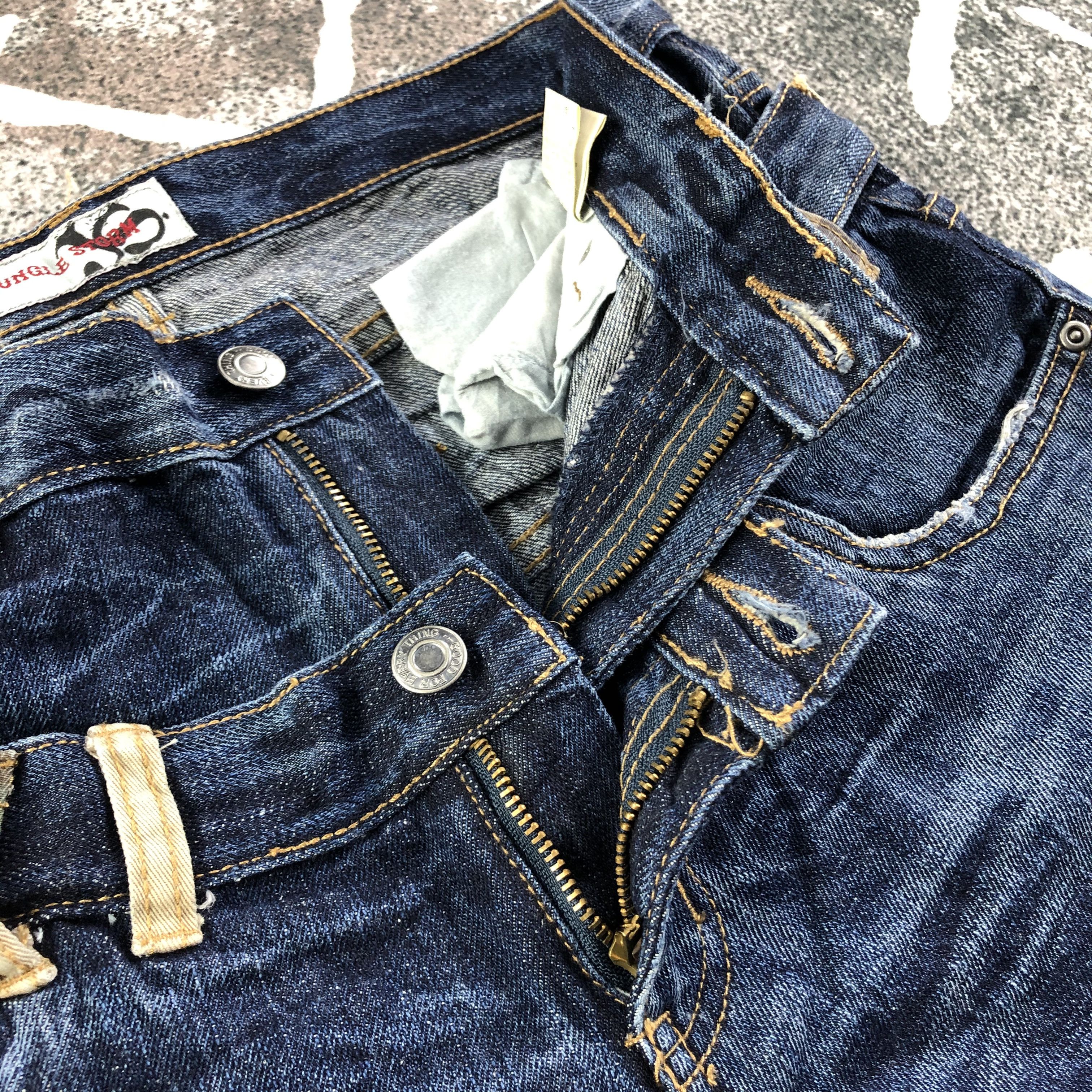 Japanese Brand Jungle Storm Jeans Double Waist Denim KJ1672 Size US 31 - 6 Thumbnail