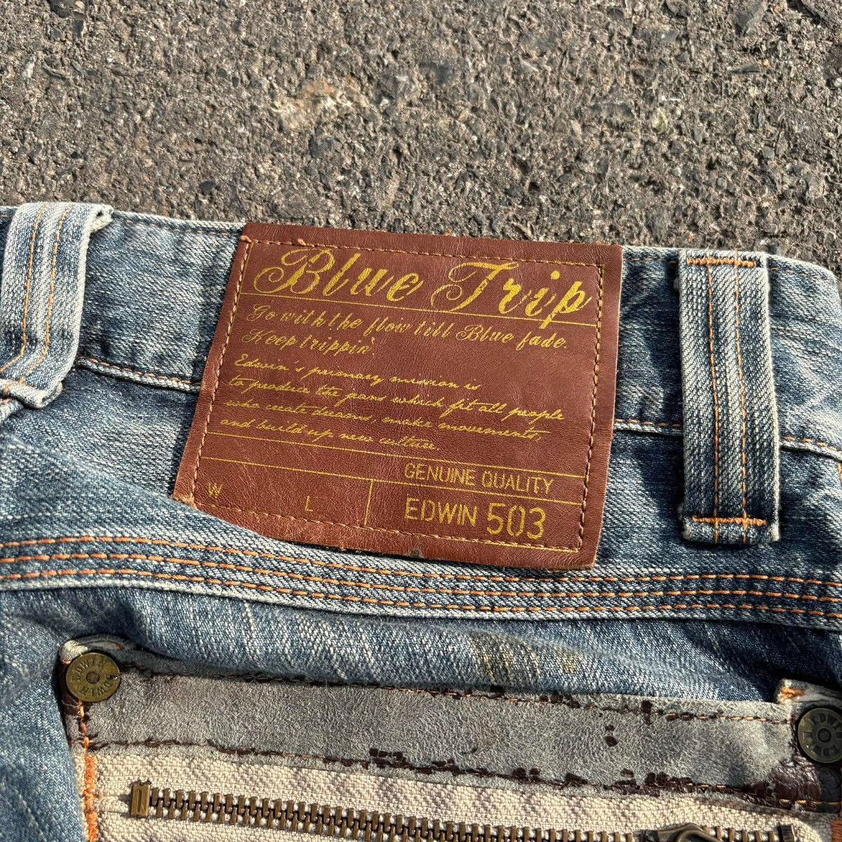 Edwin EDWIN 503 Blue Trip Distressed Denim Jeans Bootcut Vintage Size US 30 / EU 46 - 4 Thumbnail