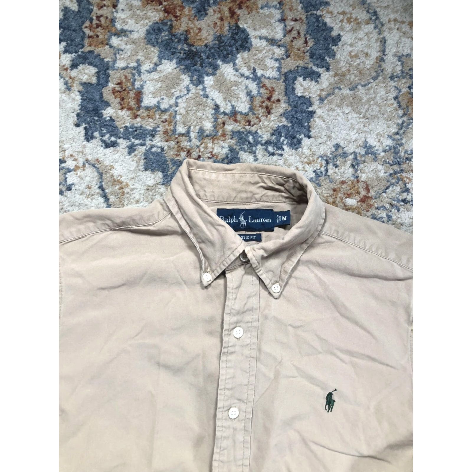 Ralph Lauren Ralph Lauren Shirt Mens Medium Beige Solid Classic Fit Button-Down Long Sleeve Size US M / EU 48-50 / 2 - 2 Thumbnail