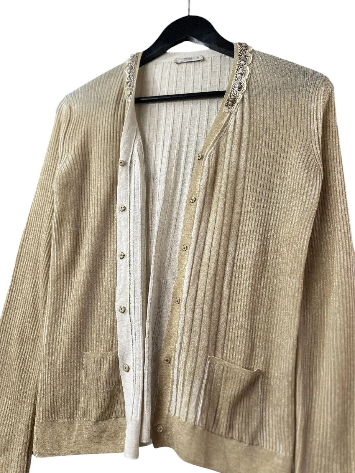 Prada Beige Prada Wool Cardigan Lana Maglioni Gilet W42 S/M Size M / US 6-8 / IT 42-44 - 10 Thumbnail