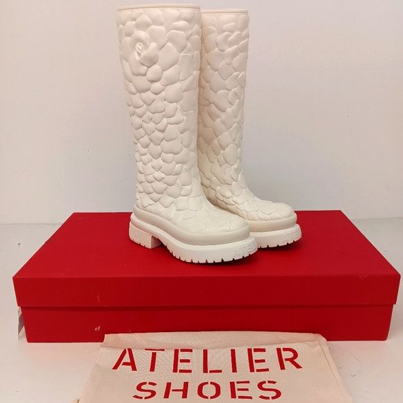 Valentino Valentino Garavani Ivory Rose Atelier Knee Hi Boots - EU36/6 Size US 6 / IT 36 - 1 Thumbnail