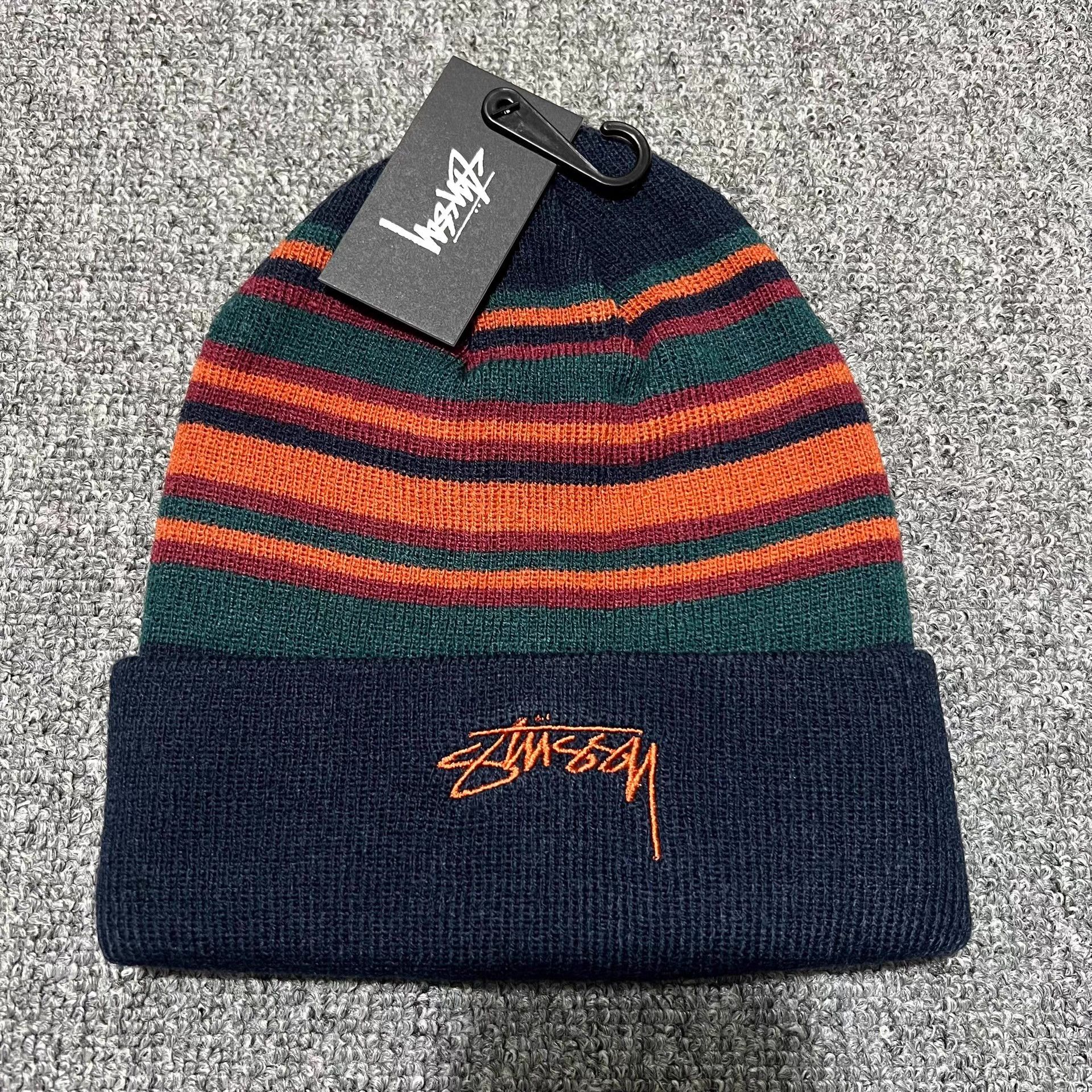 Stussy Stüssy Contrast Stripe Embroidered Logo Knit Beanie Q7 Size ONE SIZE - 8 Thumbnail