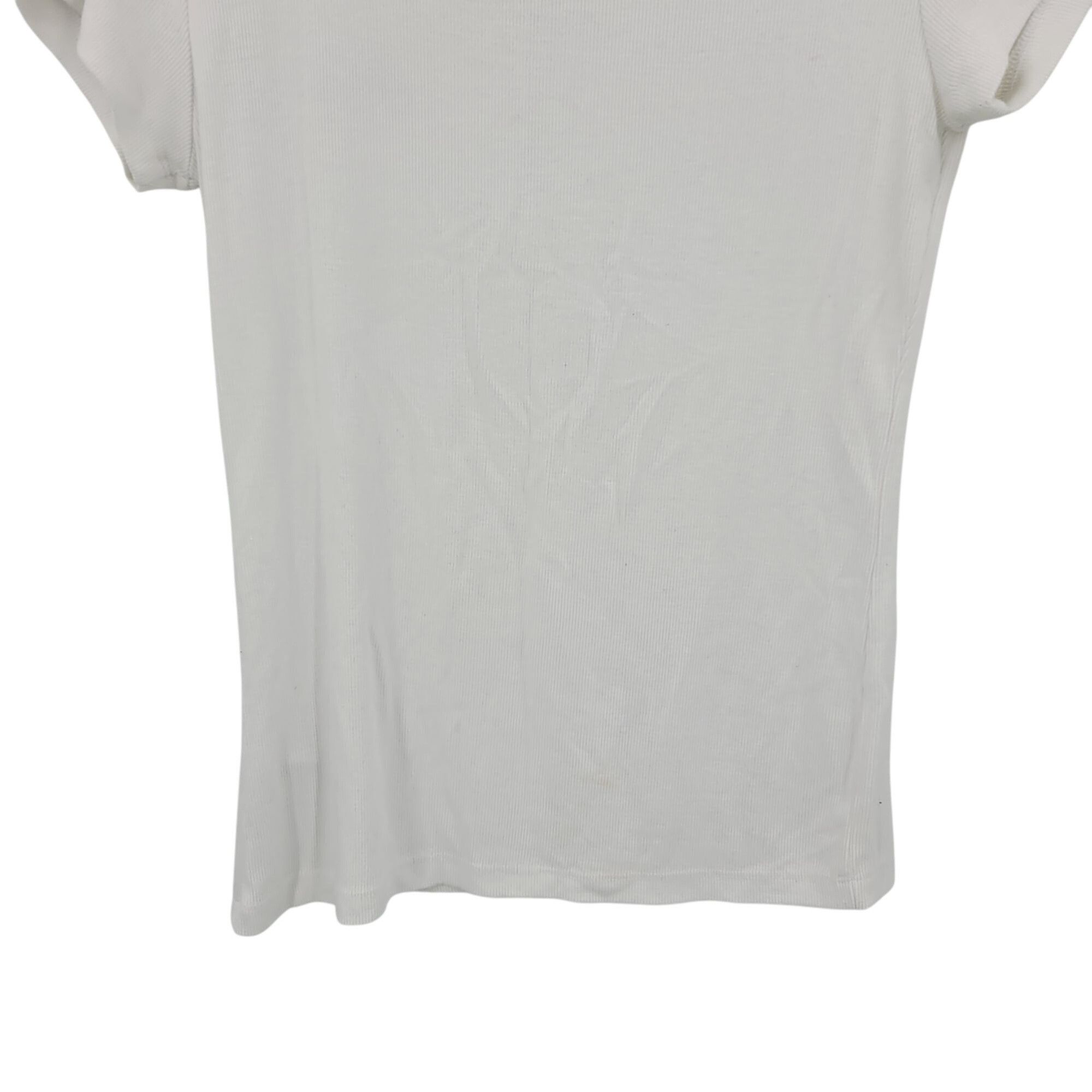 Guess Y2K Guess White Ribbed Womens Short Sleeve V-neck Top Sz M B Size M / US 6-8 / IT 42-44 - 13 Thumbnail