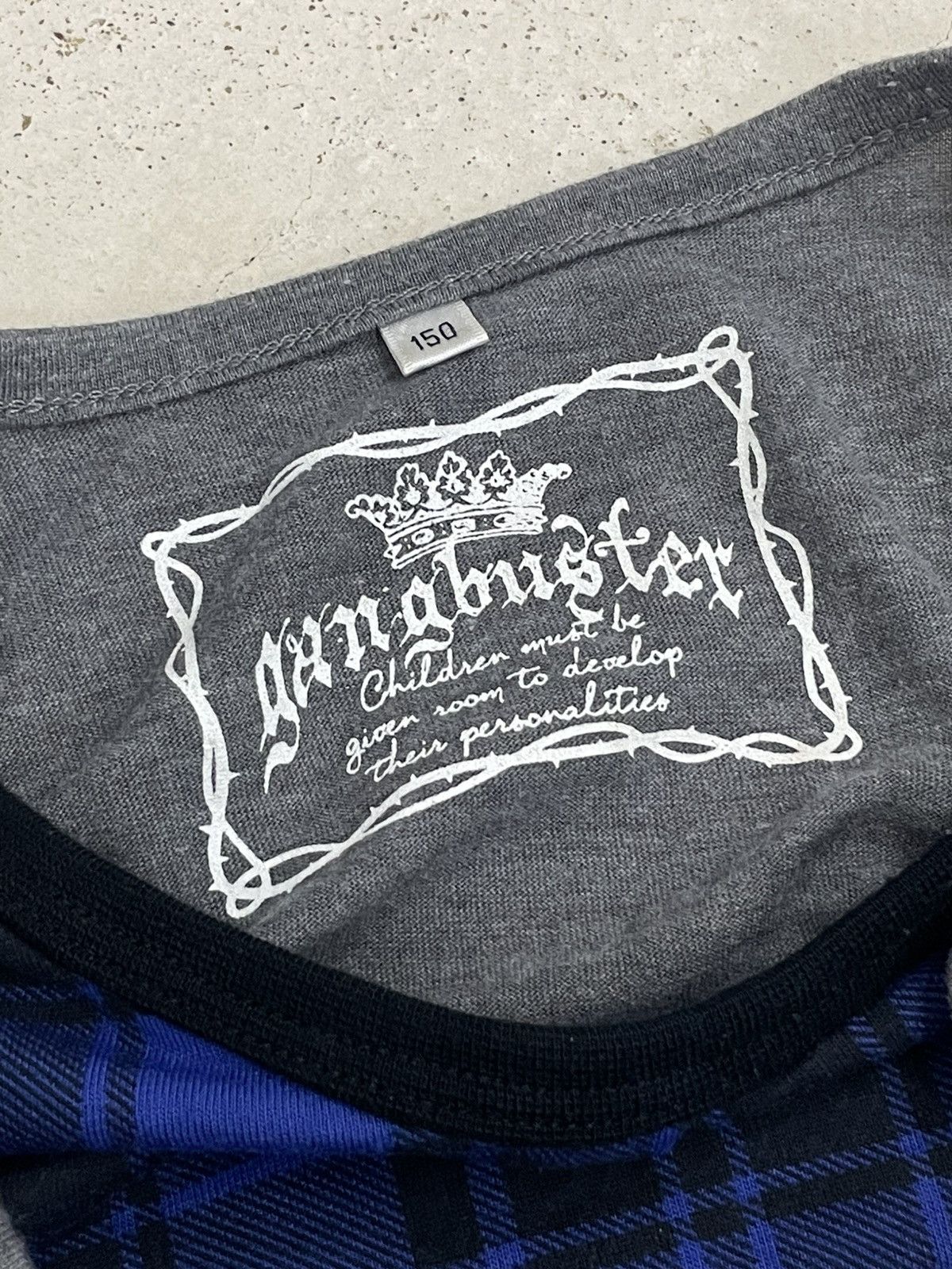 Japanese Brand Gangbuster Tartan Blue Y2K Punk Skull Layer Tee Size XS / US 0-2 / IT 36-38 - 9 Thumbnail