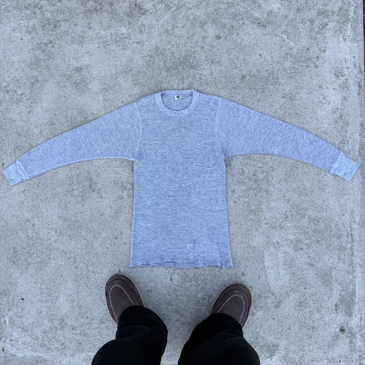 Hanes Vintage 1970s Hanes Thermal Waffle Long Sleeve T-Shirt Gray Size US M / EU 48-50 / 2 - 2 Thumbnail