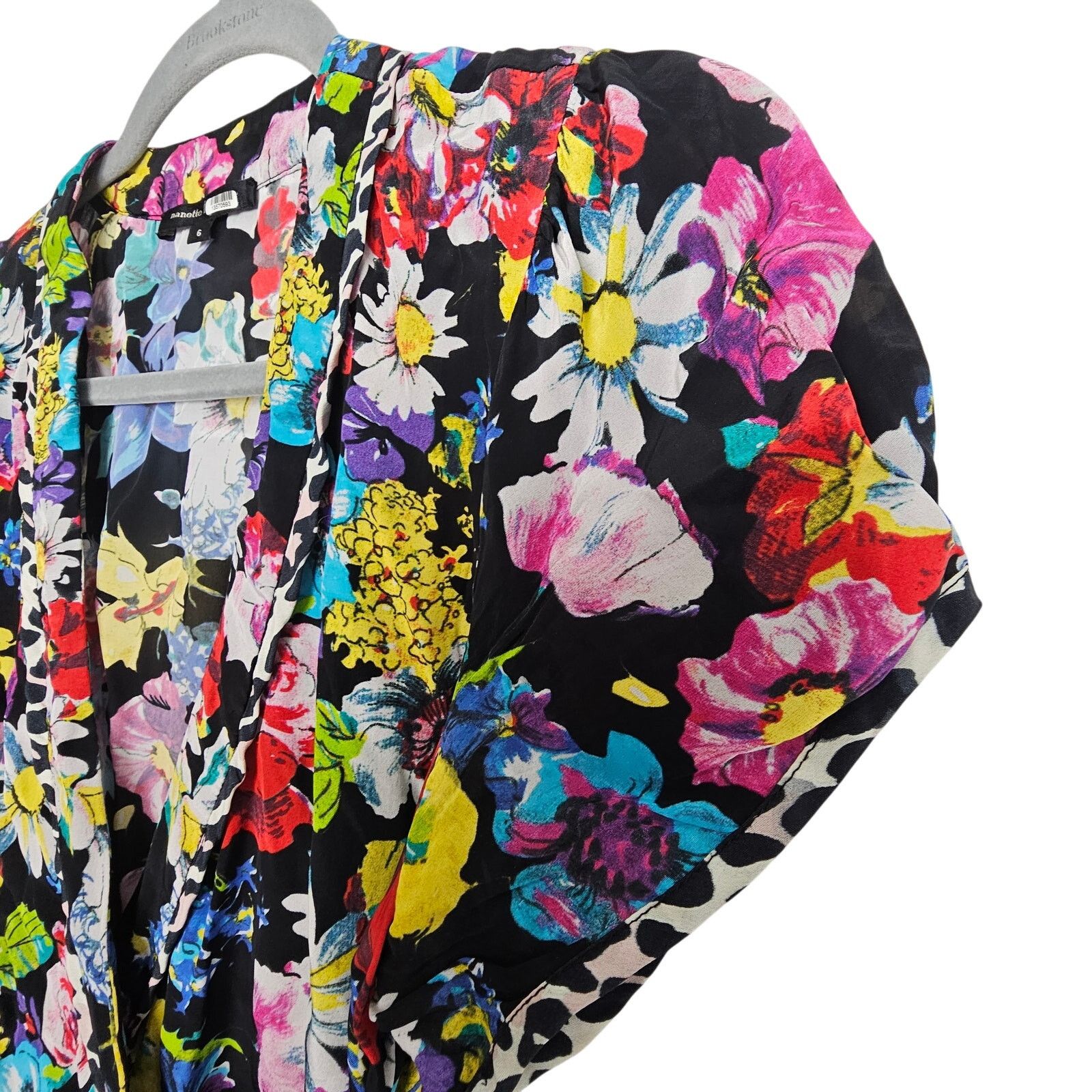 Nanette Lepore Nanette Lepore Womens Floral Boquet Wrap Top 6 Artsy Whimsy Size M / US 6-8 / IT 42-44 - 5 Thumbnail