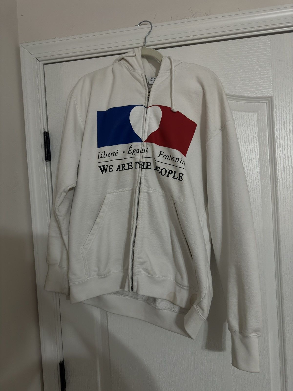 image of Vetements We Are The People Zip Up in White, Men's (Size XS)