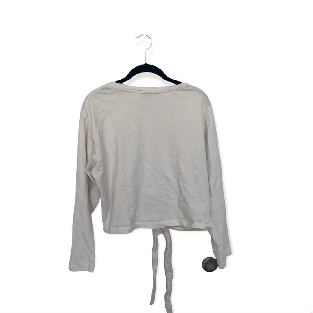 Zara Zara Trafaluc Tie-Front Long Sleeve Top – Size M – White Ove Size M / US 6-8 / IT 42-44 - 3 Thumbnail