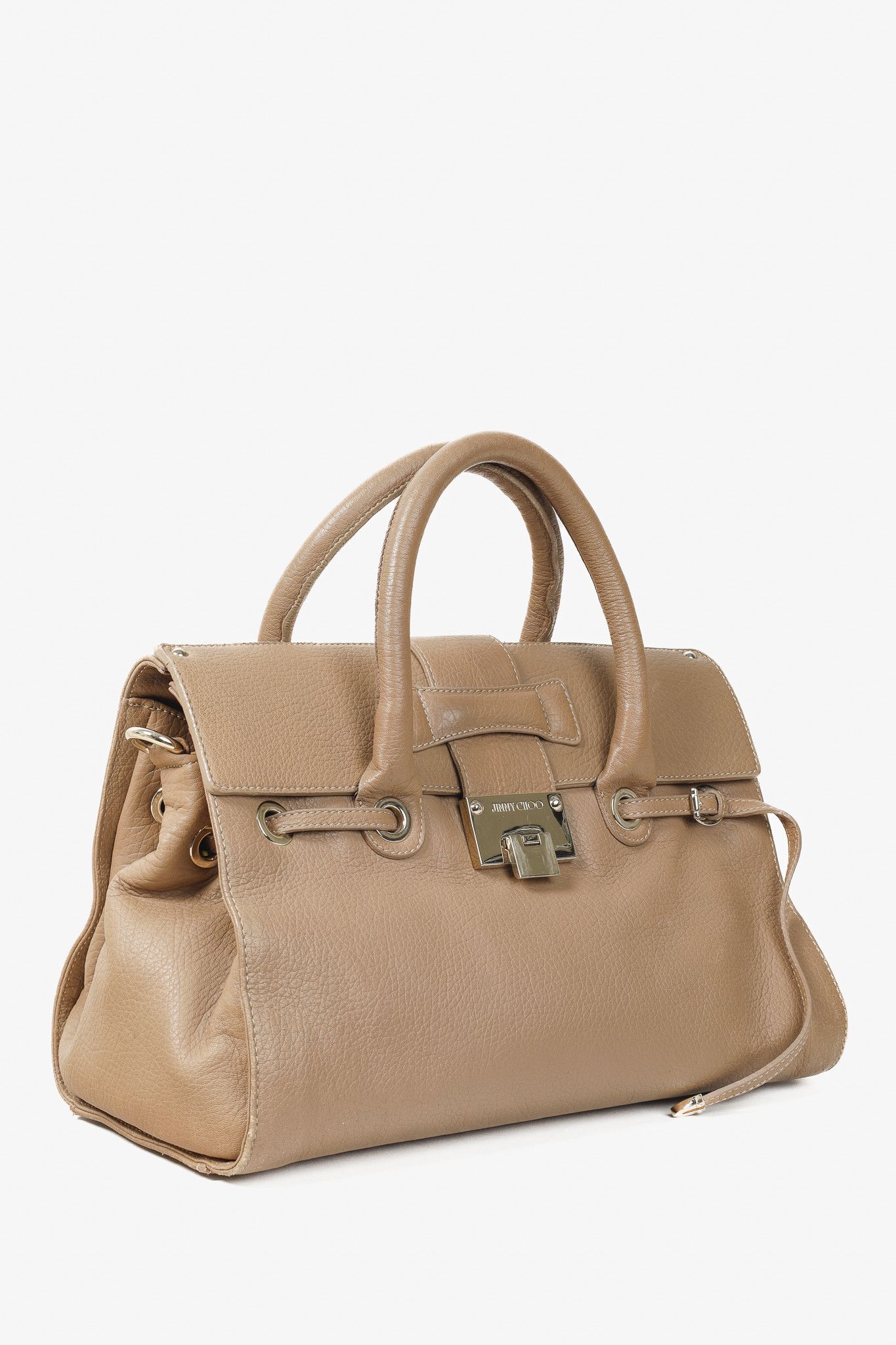 Jimmy Choo Jimmy Choo Grainy Calf Large Rosalie Satchel Bag in Nude Size ONE SIZE - 2 Thumbnail